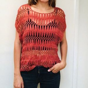 Sanctuary Clothing Open Knit Top in Burnt Orange
